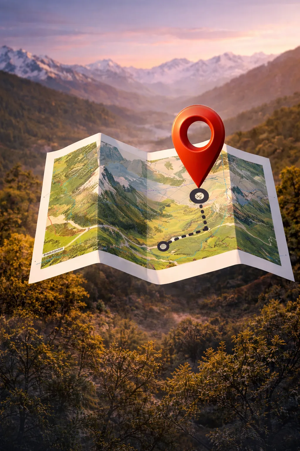 Offline trail map with a location pin